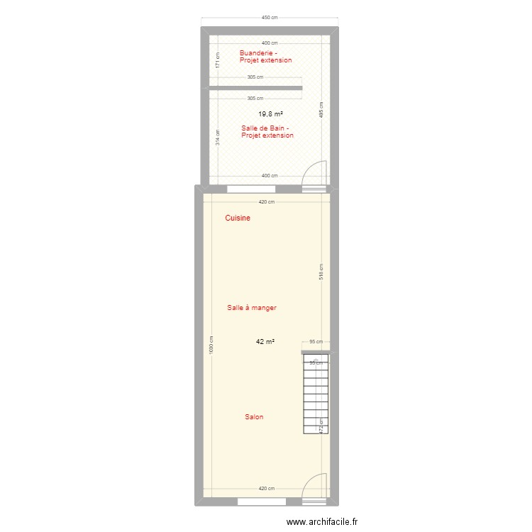 Plan de masse - RDC. Plan de 2 pièces et 61 m2