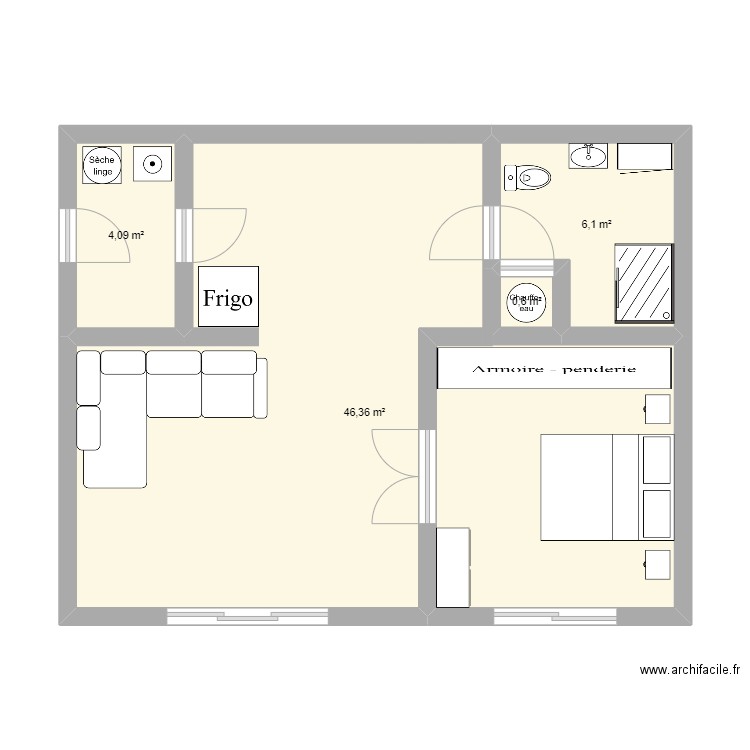 Ma maison. Plan de 4 pièces et 57 m2