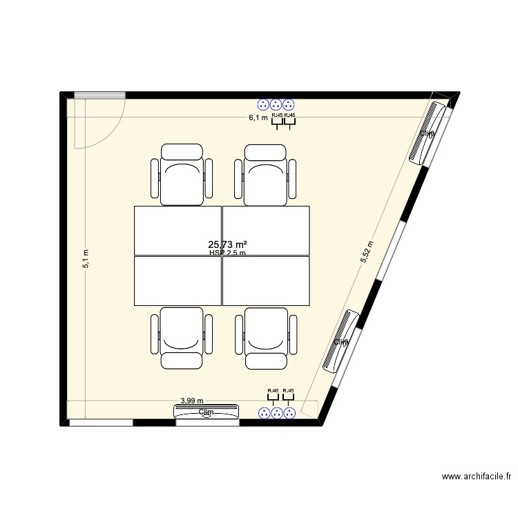 Salle de formation 1. Plan de 1 pièce et 26 m2