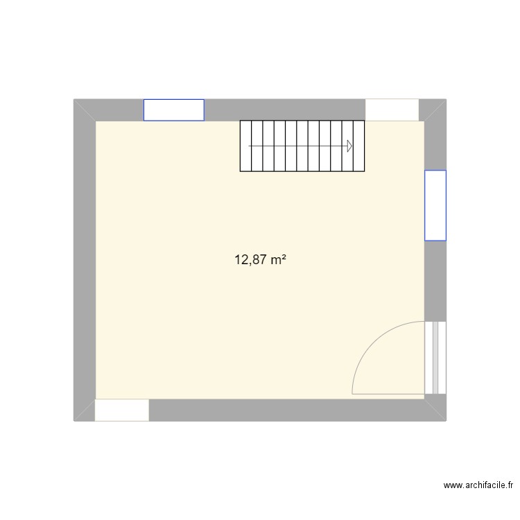 cuisine. Plan de 1 pièce et 13 m2