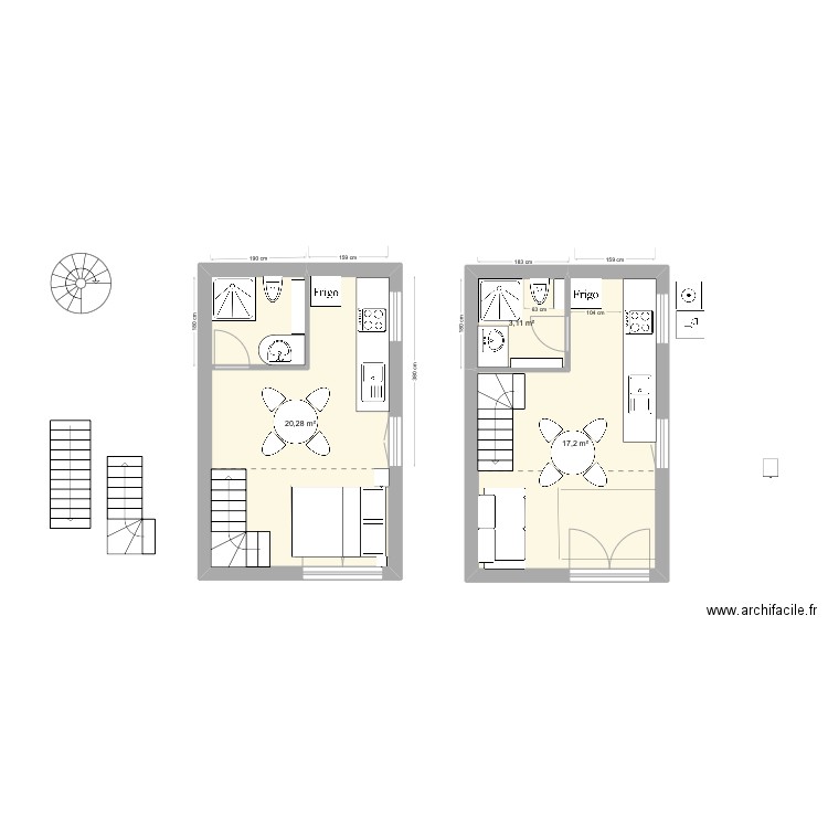 studio V1. Plan de 3 pièces et 41 m2