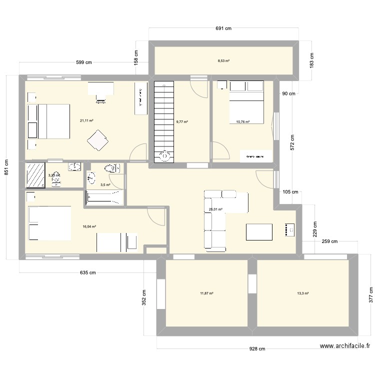 Sous-sol-4. Plan de 10 pièces et 123 m2