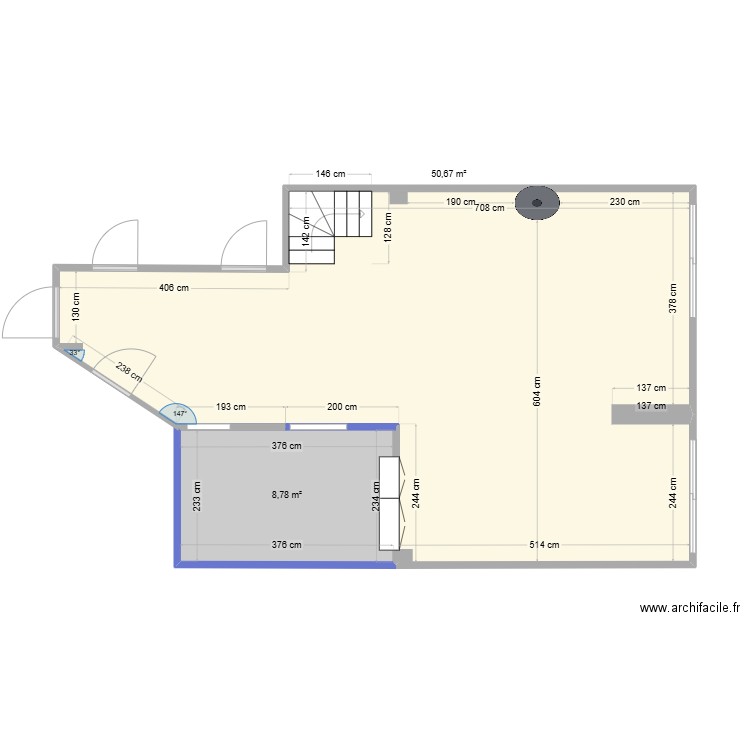 MAISON. Plan de 2 pièces et 59 m2