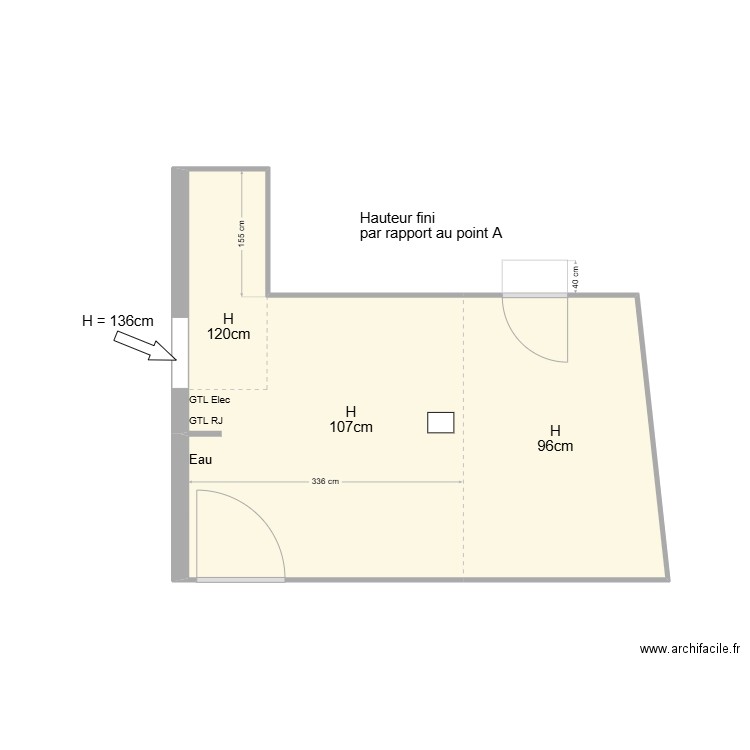 buanderie v1. Plan de 1 pièce et 21 m2