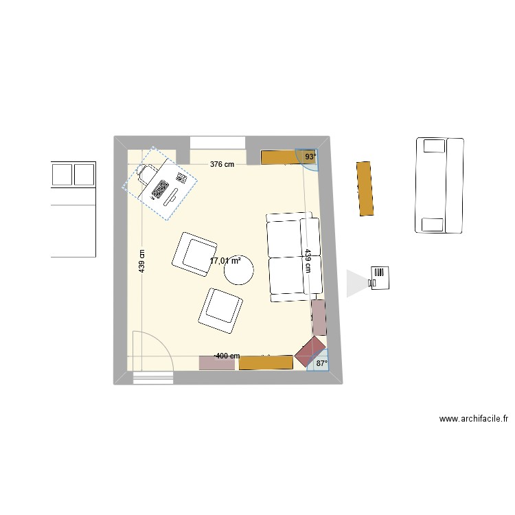 Bureau2025. Plan de 1 pièce et 17 m2