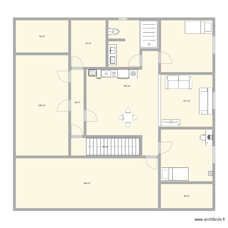 Ss-Laurent. Plan de 9 pièces et 171 m2