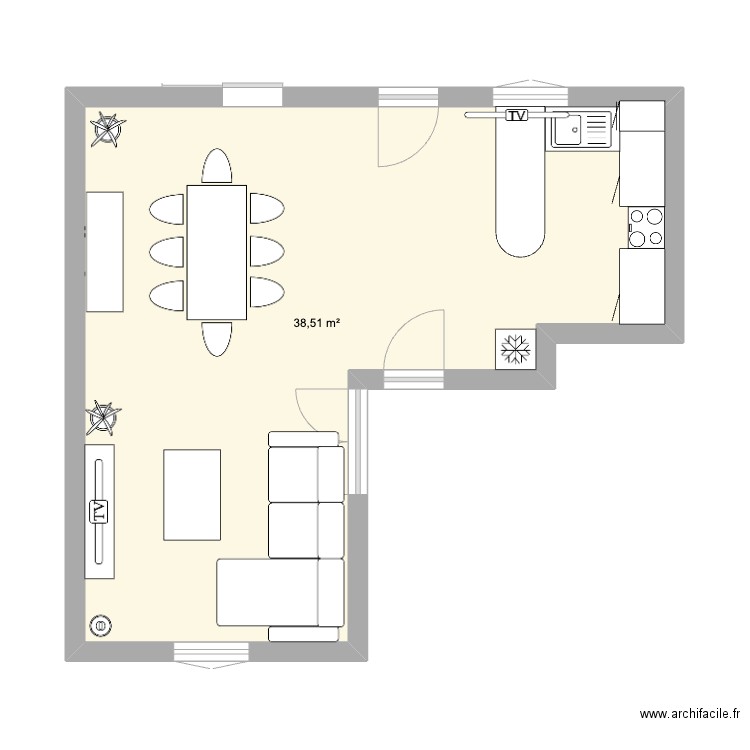 Plan maison marais. Plan de 1 pièce et 39 m2