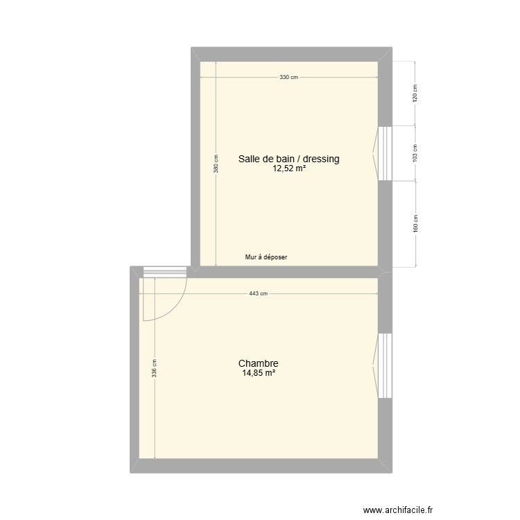 DE PROOST PUJADAS/ABOUDACAR SDB RDC. Plan de 2 pièces et 27 m2