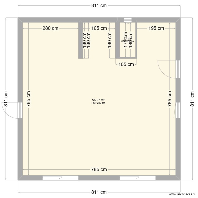 RES DE CHAUSSEE. Plan de 2 pièces et 58 m2