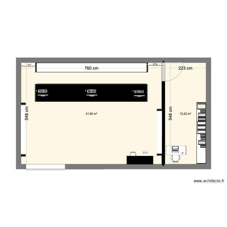 CIGUSTO. Plan de 2 pièces et 54 m2