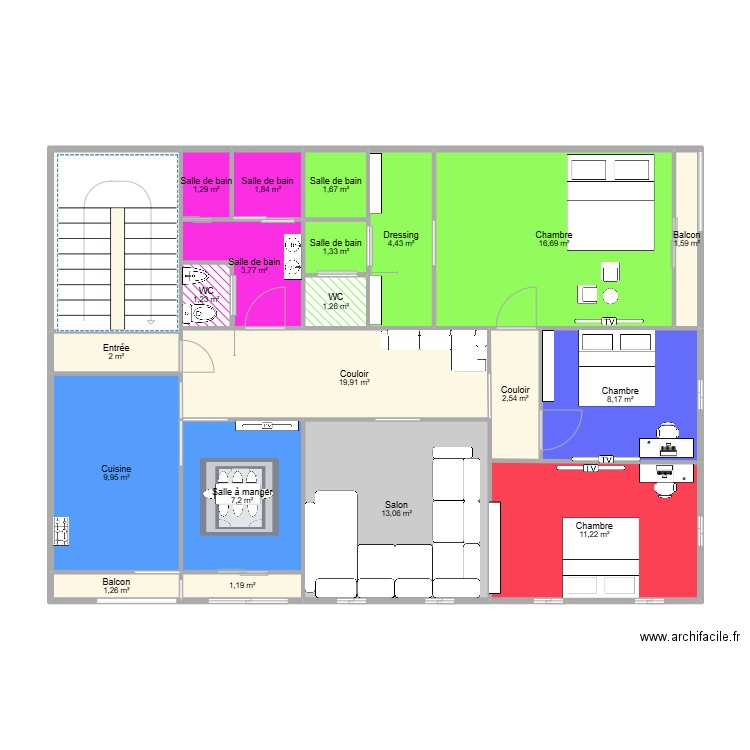 frdws 96. Plan de 20 pièces et 112 m2