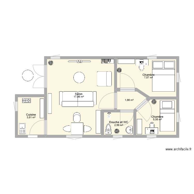 Ma maison. Plan de 6 pièces et 39 m2