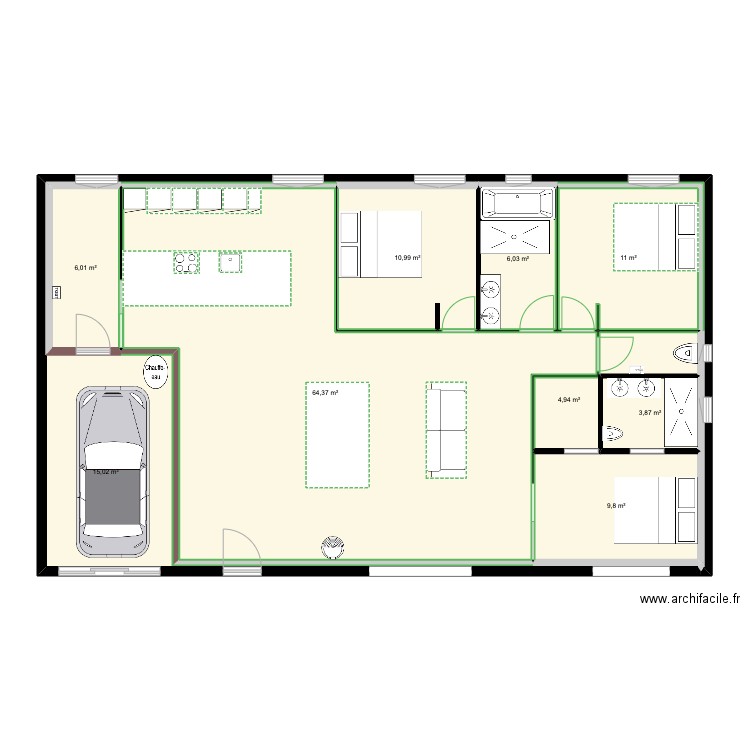 LABLACHERER. Plan de 9 pièces et 132 m2