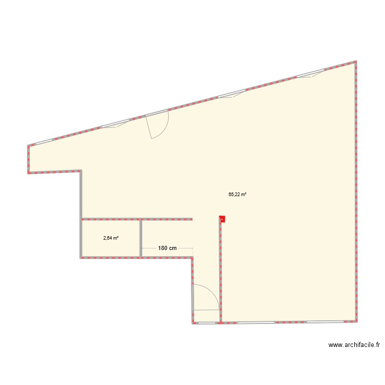 Arene Rdc 22 02 25. Plan de 2 pièces et 68 m2