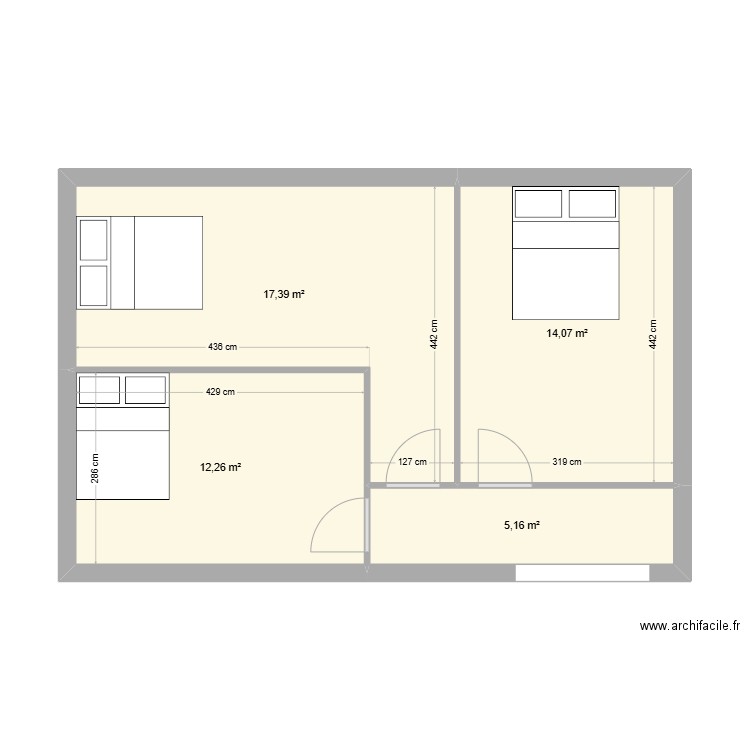 maison eb haut de la cote 2. Plan de 4 pièces et 49 m2