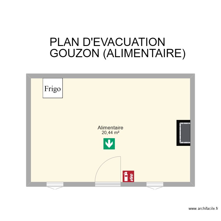 23 GOUZON. Plan de 1 pièce et 20 m2