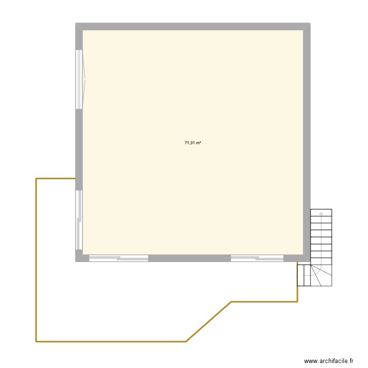 MR1. Plan de 1 pièce et 71 m2