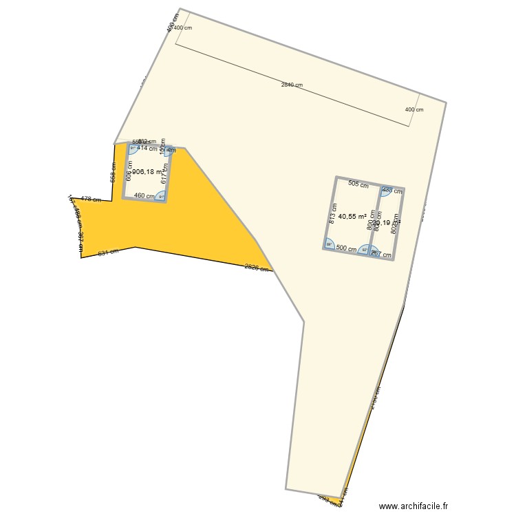 Plan cadastrale base. Plan de 3 pièces et 89 m2