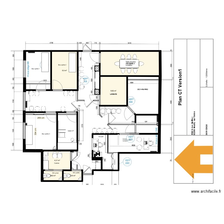 Plan CT Version1. Plan de 6 pièces et 35 m2