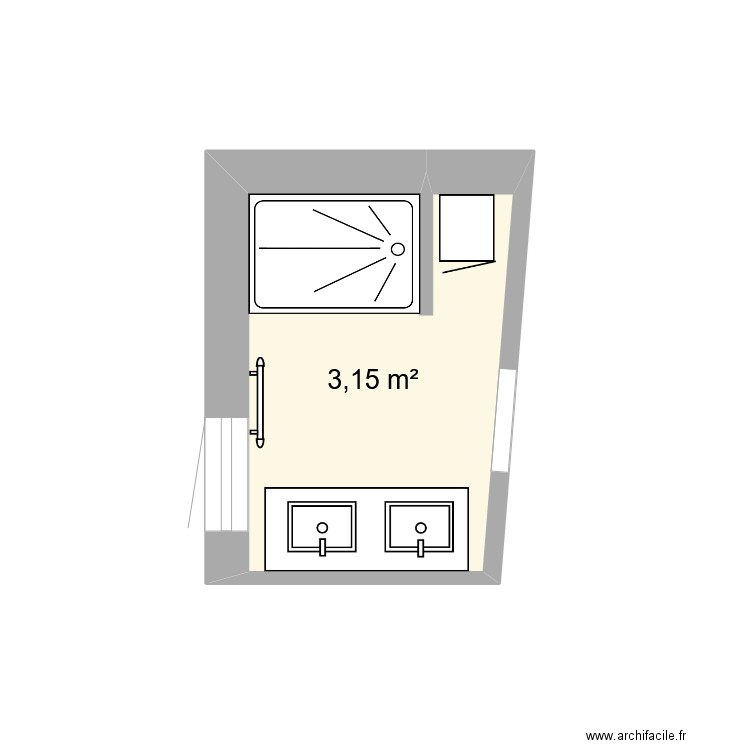 Salle d'eau Brivezac2. Plan de 1 pièce et 3 m2