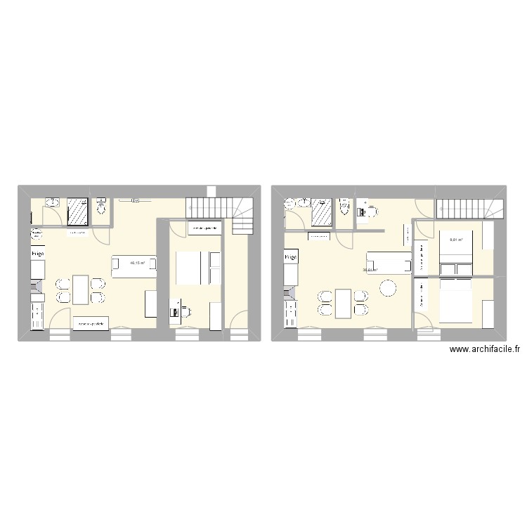 Maison 2. Plan de 3 pièces et 93 m2