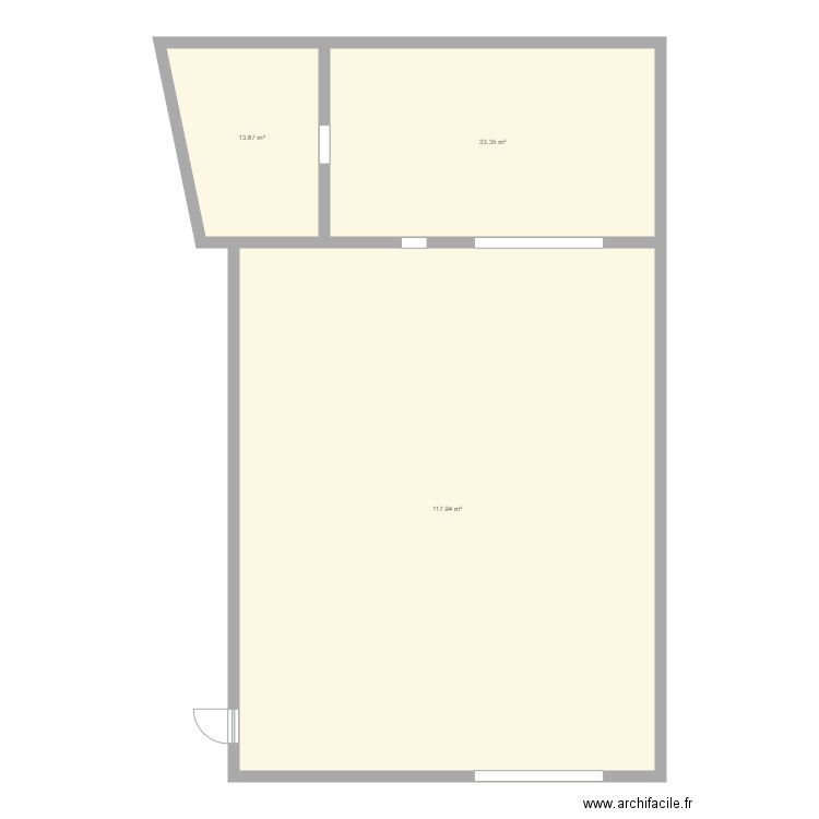 Café 1. Plan de 3 pièces et 165 m2