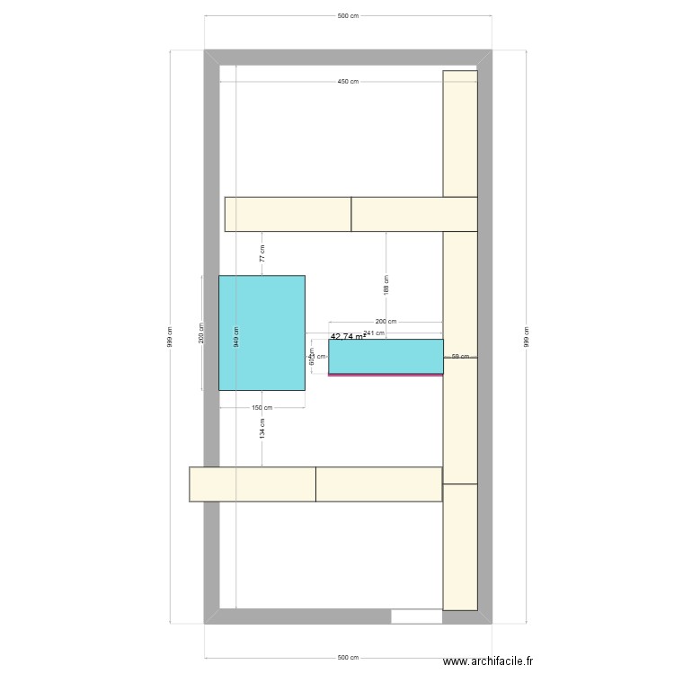 etageres hangar. Plan de 1 pièce et 43 m2