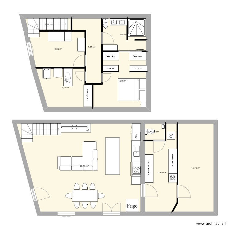 SARCEY. Plan de 10 pièces et 125 m2