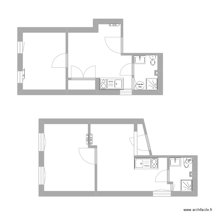 T2 bergerac. Plan de 10 pièces et 37 m2