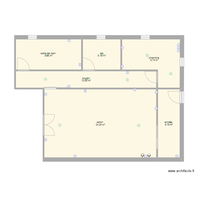 maison nassim 2. Plan de 6 pièces et 76 m2