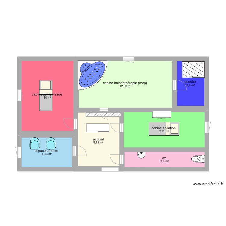 institut a renover. Plan de 7 pièces et 47 m2