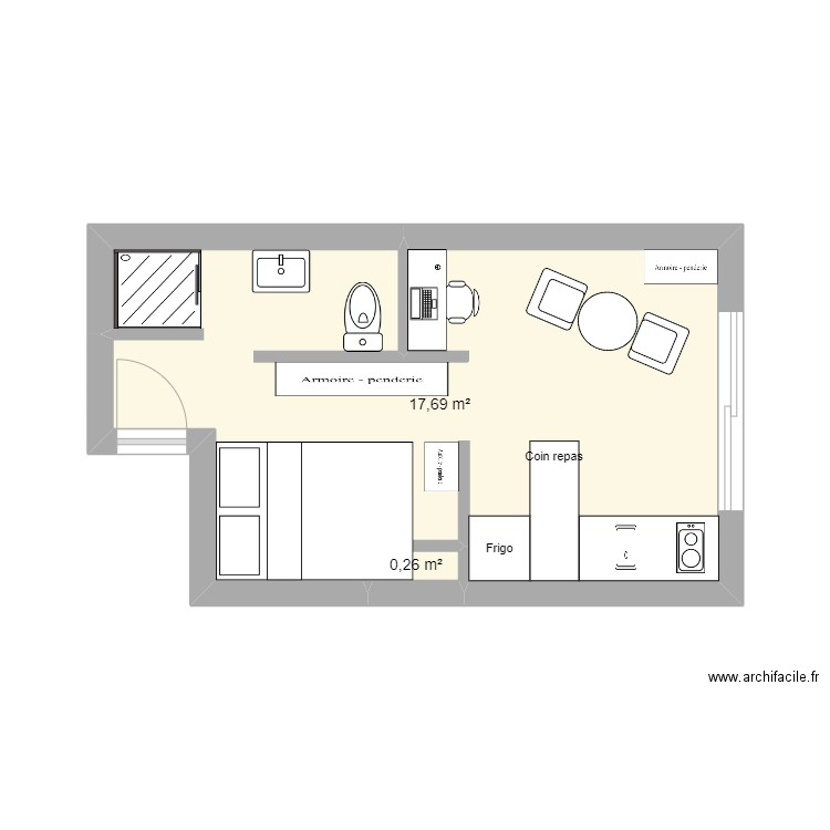 Appart'Garage. Plan de 2 pièces et 18 m2