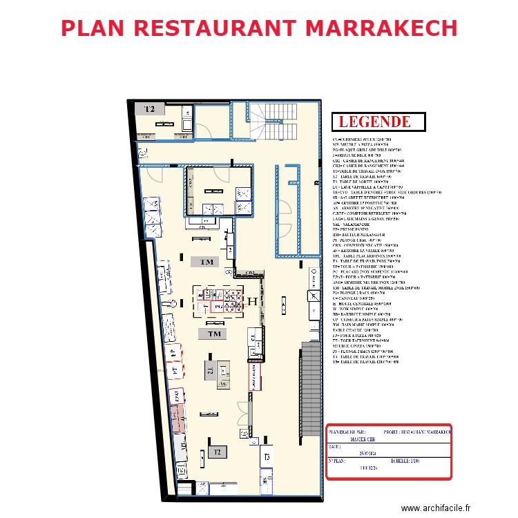 PLAN RESTAURANT MARRAKECH 5. Plan de 5 pièces et 176 m2