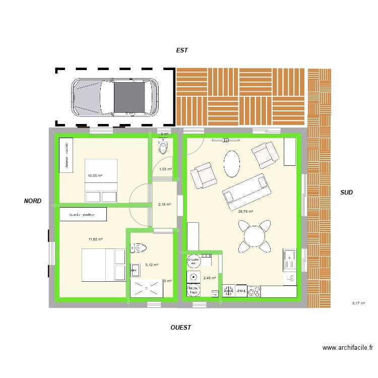 HOURNERE. Plan de 12 pièces et 63 m2