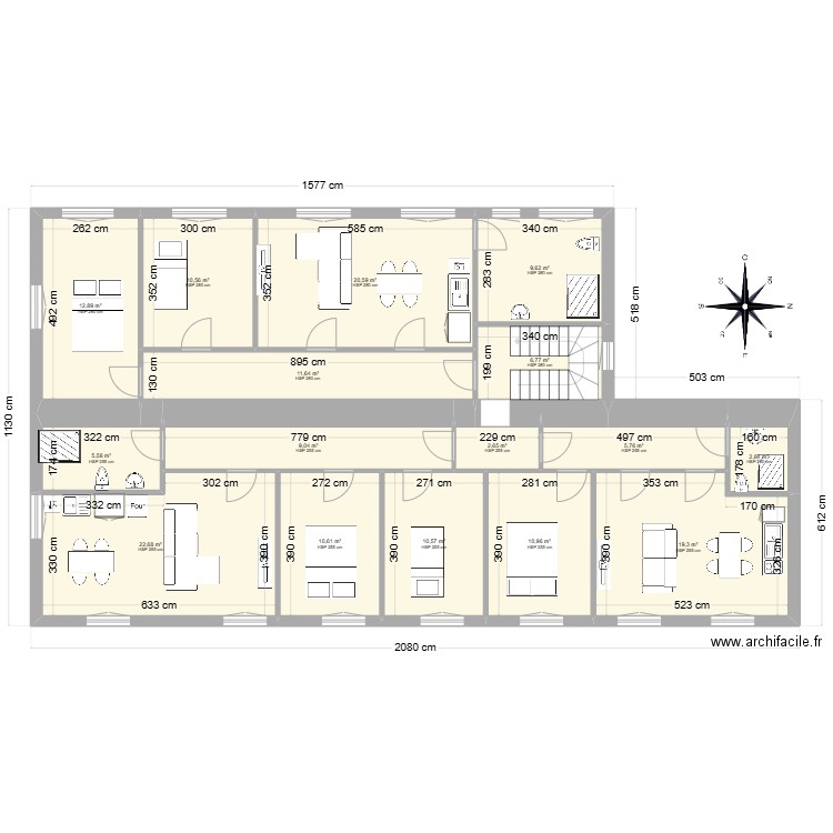 PLAN 1ER ETAGE COLLOREC.. Plan de 16 pièces et 172 m2