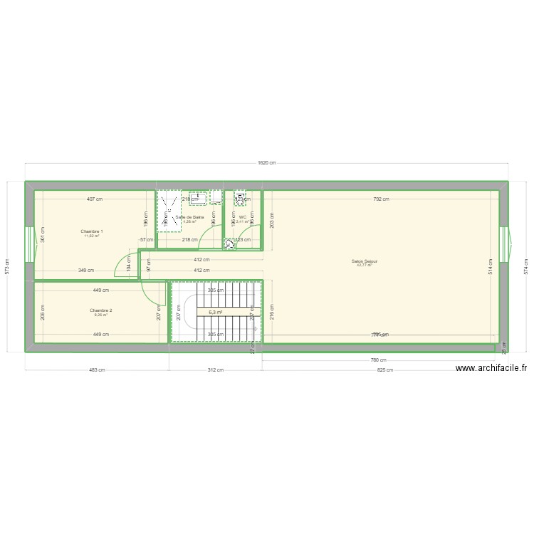 Plan NICO. Plan de 6 pièces et 77 m2