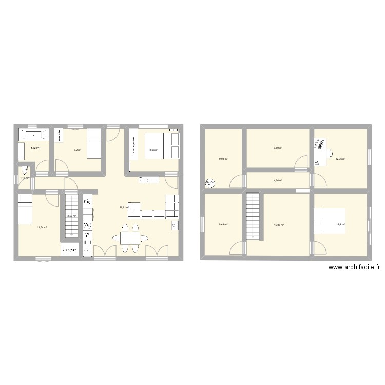 plan nezel 3 chambres. Plan de 14 pièces et 147 m2