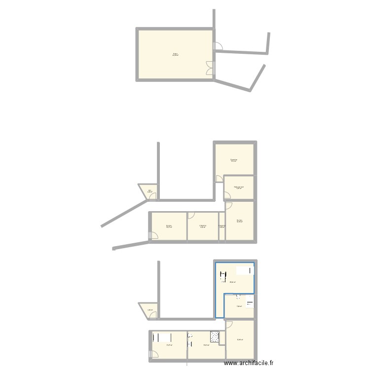 Aménagement T. Plan de 14 pièces et 163 m2