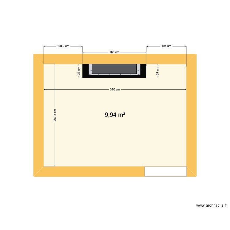 Chambre GC. Plan de 1 pièce et 10 m2