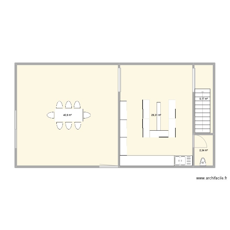 atelier rdc. Plan de 4 pièces et 78 m2