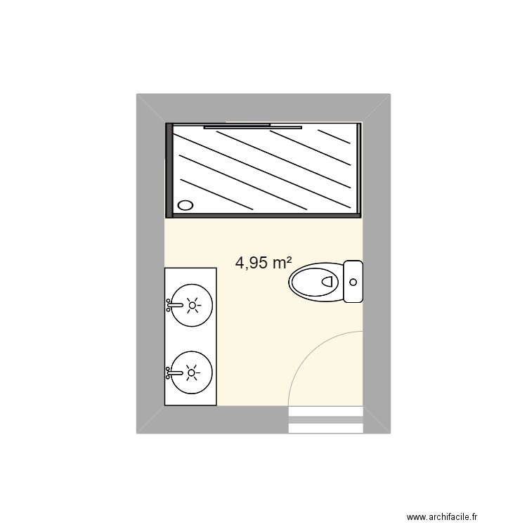 plan sdb 1 . Plan de 1 pièce et 5 m2