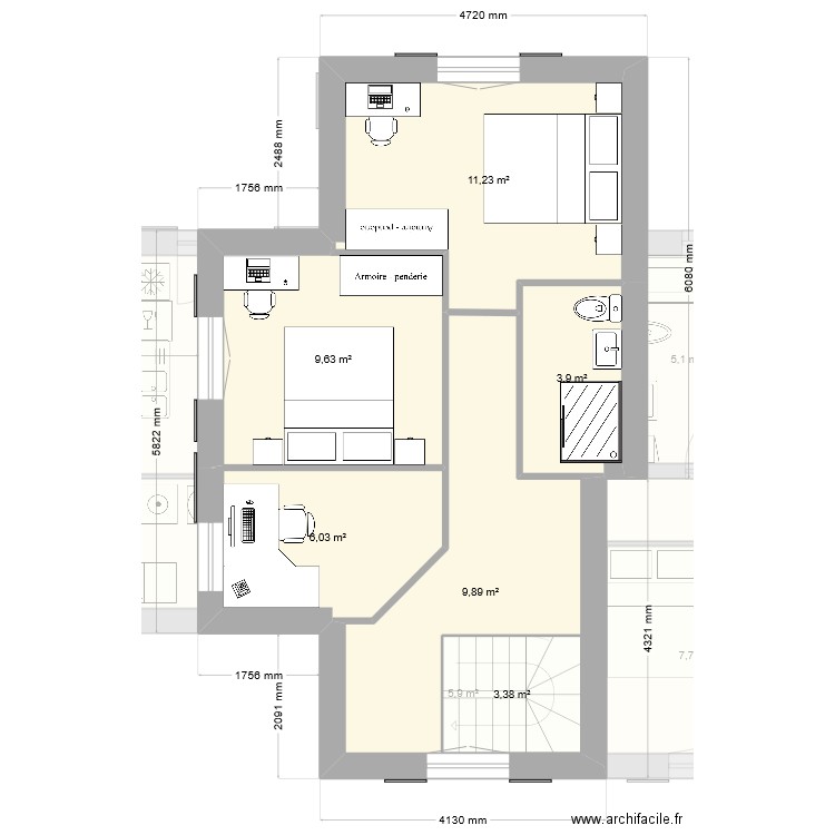 projet 4c. Plan de 21 pièces et 154 m2