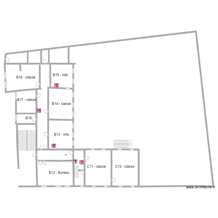 Résédas BC niv 1. Plan de 8 pièces et 194 m2