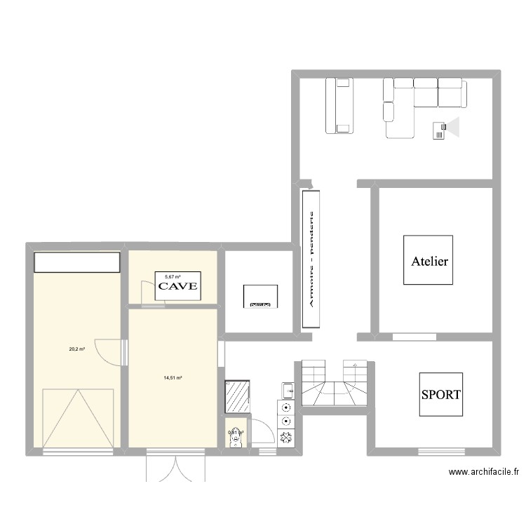 Bernay SS. Plan de 4 pièces et 41 m2