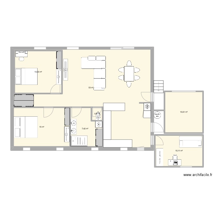 sario 2. Plan de 7 pièces et 126 m2