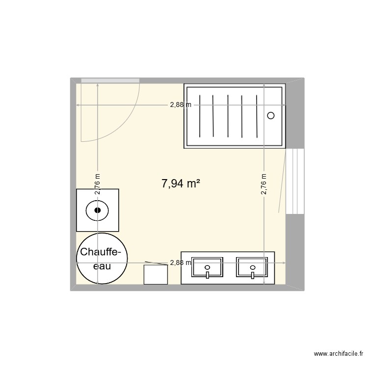 Salle de Bain Hautefage 3. Plan de 1 pièce et 8 m2