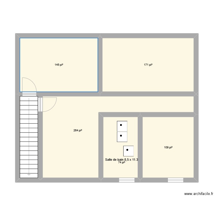 Sous-sol 1. Plan de 5 pièces et 71 m2