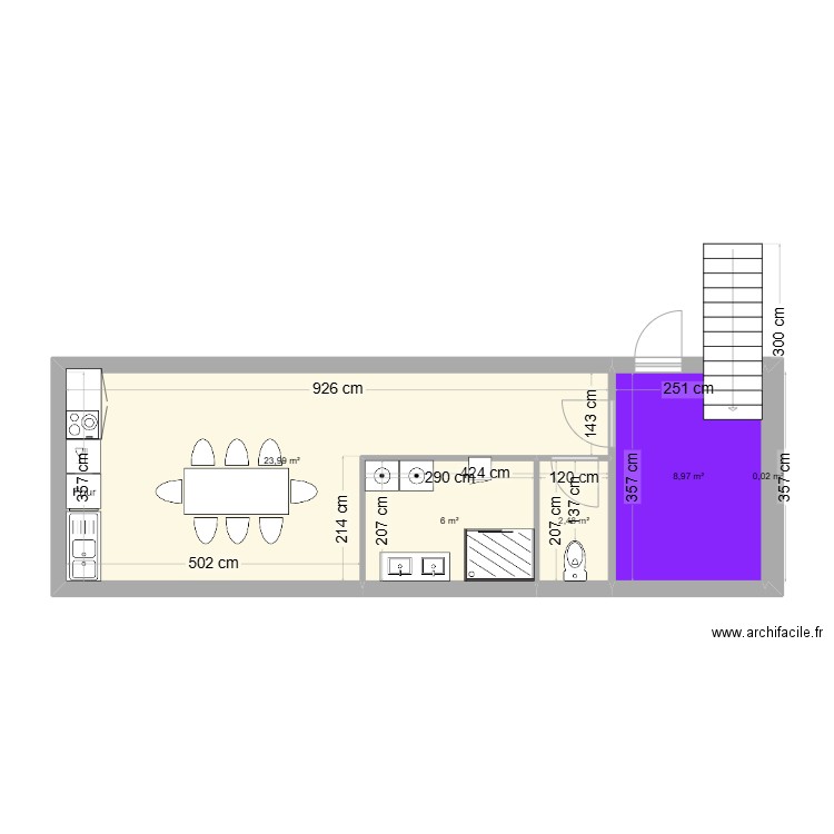 1etage. Plan de 5 pièces et 41 m2