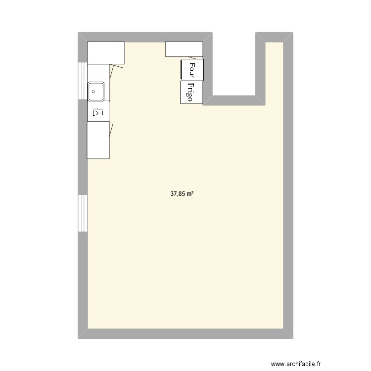 cuisine maison. Plan de 1 pièce et 38 m2