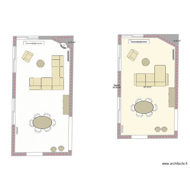 sejour. Plan de 4 pièces et 65 m2